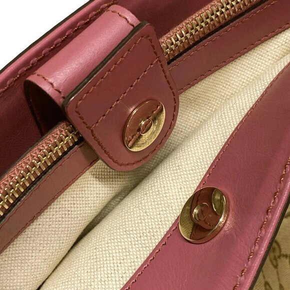 Auth GUCCI Sukey, GG Pattern 296835 Beige Dark Brown Pink Jacquard Leather - Picture 12 of 16